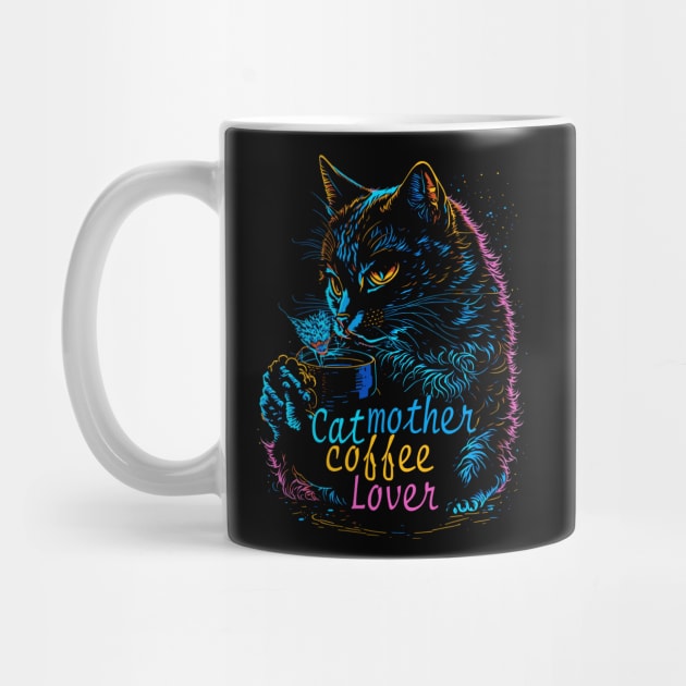 Cat mother coffee lover neon by Javisolarte